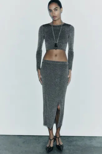 Юбка zara металлик 40-42-44