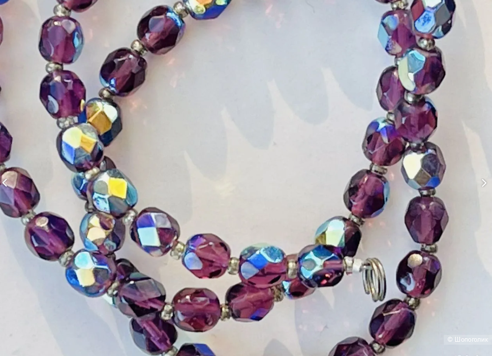 Фиолетовые бусы из чешского граненого стекла винтаж (ссср)