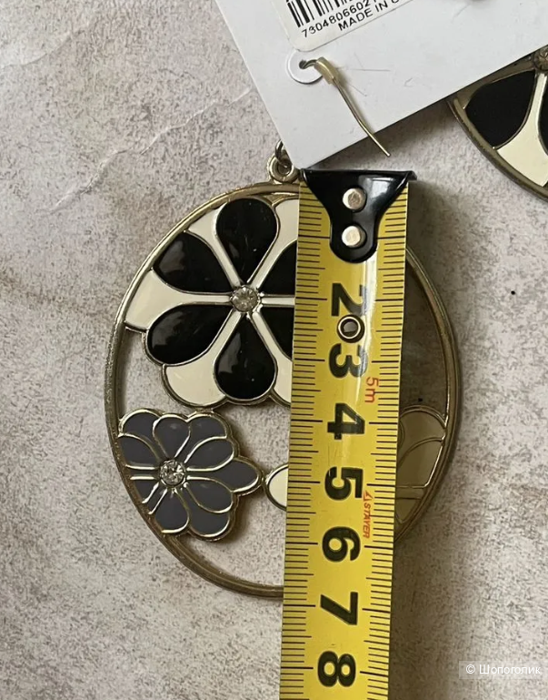 Крупные овальные цветочные серьги