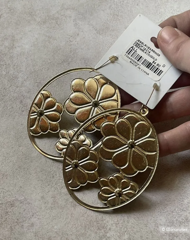 Крупные овальные цветочные серьги