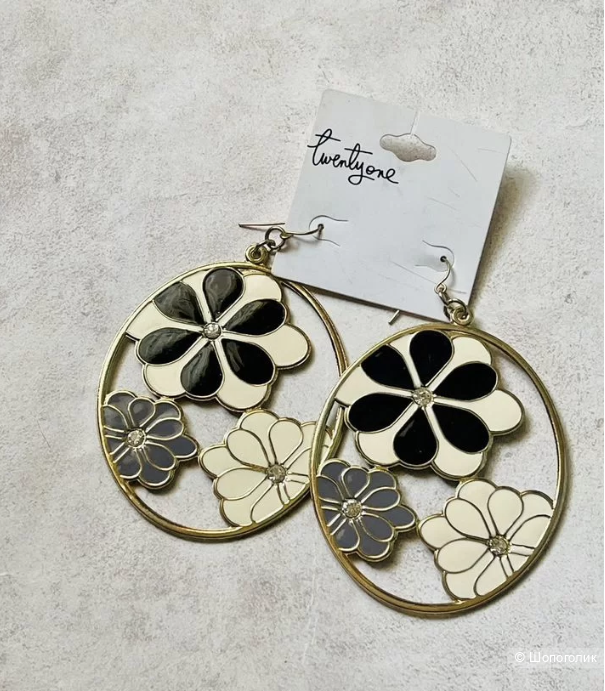 Крупные овальные цветочные серьги