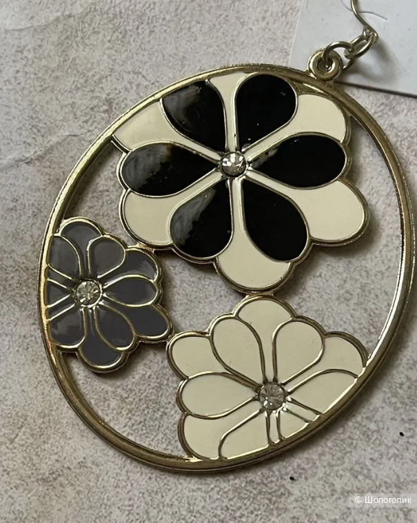 Крупные овальные цветочные серьги