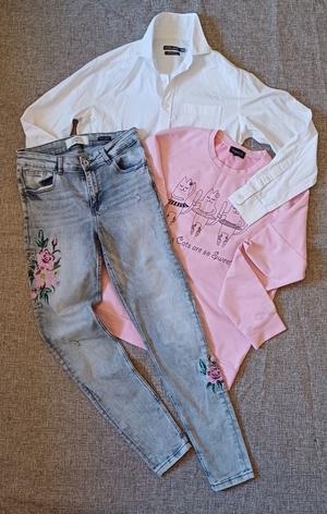 Сет из джинсов, рубашки и свитшота , S