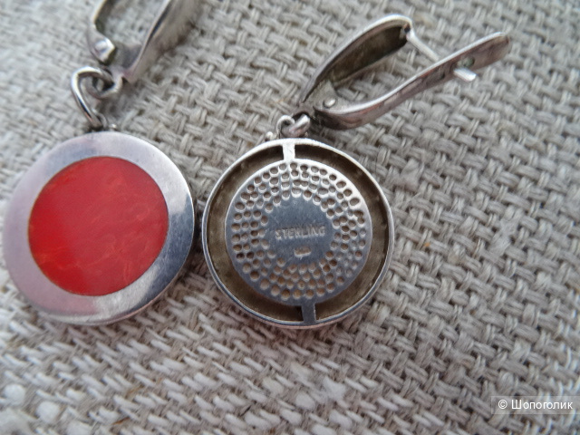 Серьги с кораллом, размер  one size
