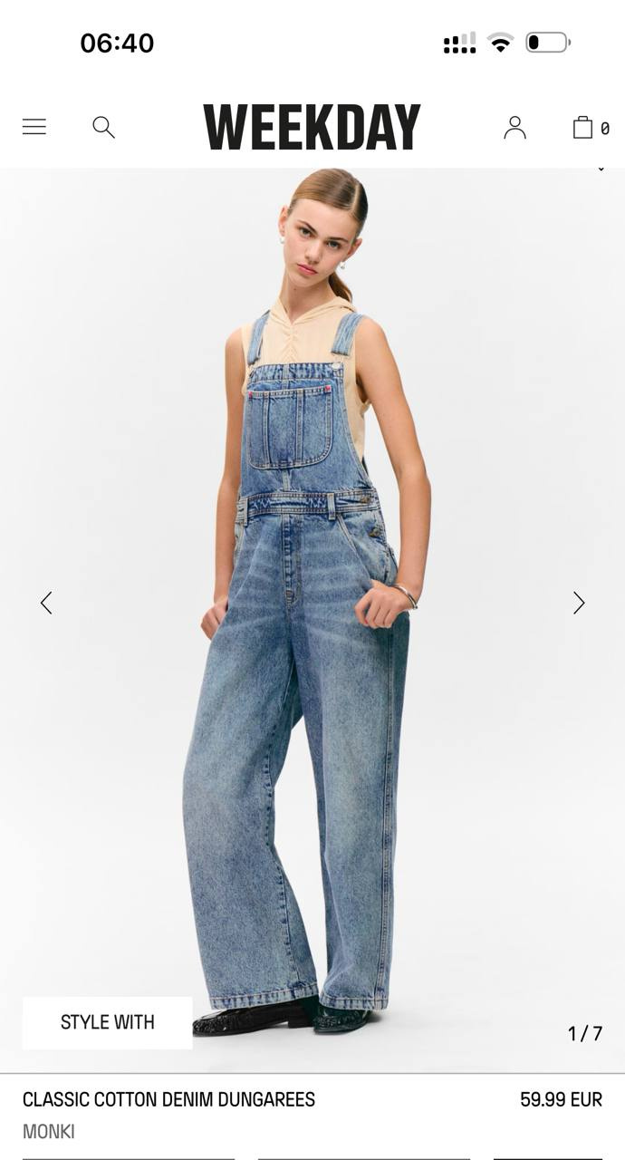 Комбинезон джинсовый Weekday, размер М.