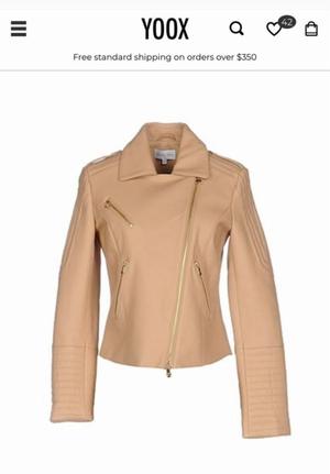 Бежевая кожаная куртка Patrizia Pepe р. S