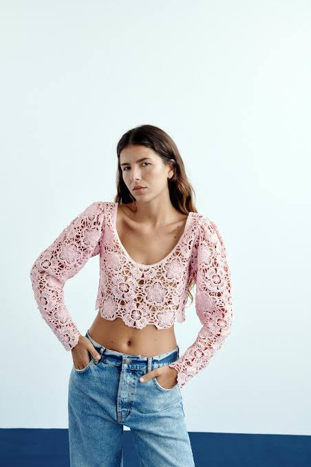 Кофта кружево zara 46