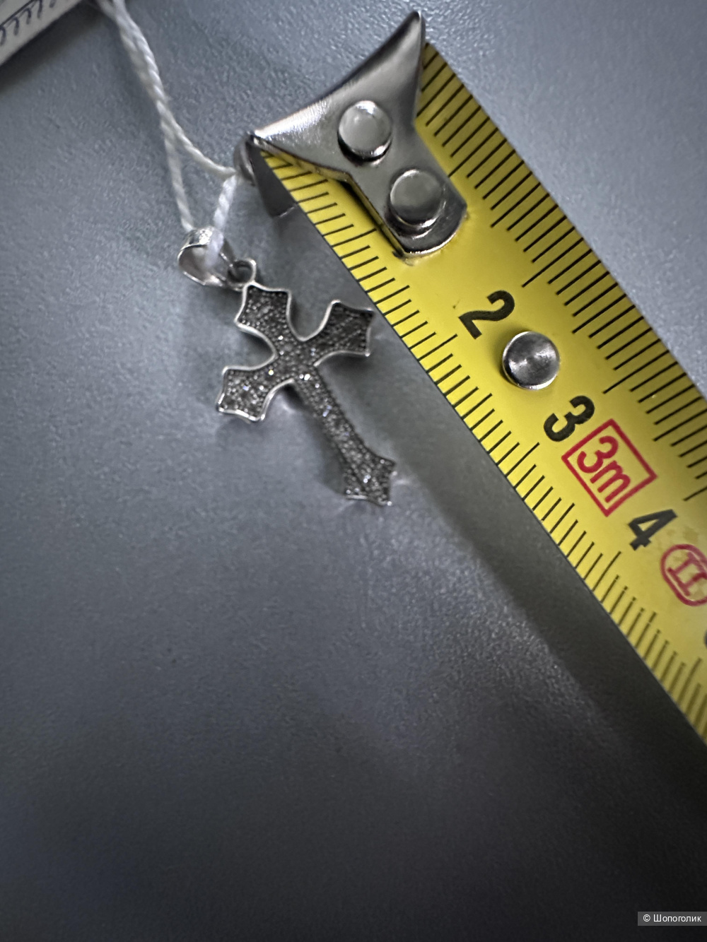 Крест готический с цирконами серебро