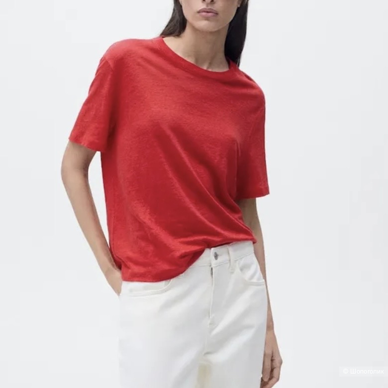 Льняная футболка Mango , размер S