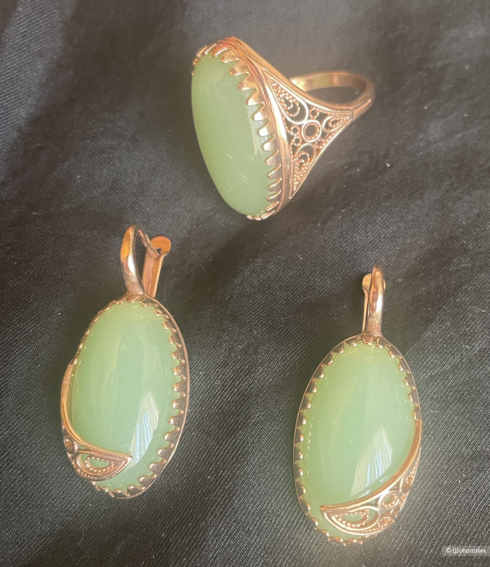 Комплект серьги+ кольцо серебро