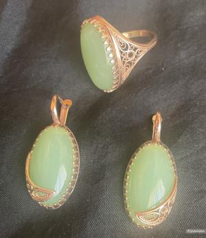 Комплект серьги+ кольцо серебро