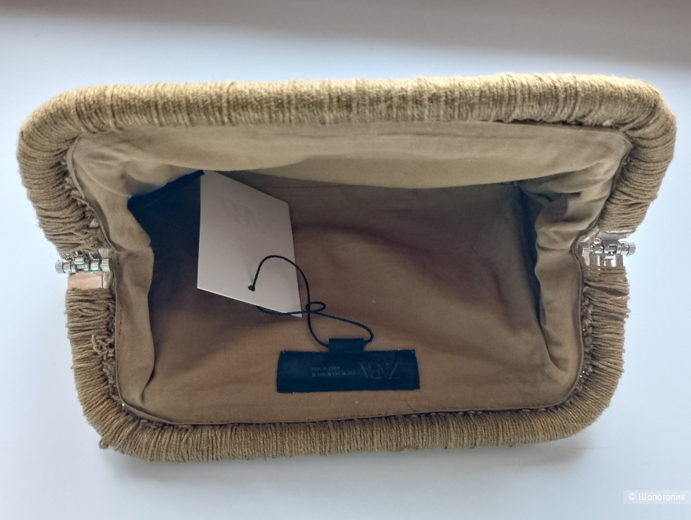 Разноцветная прямоугольная сумка Zara джут