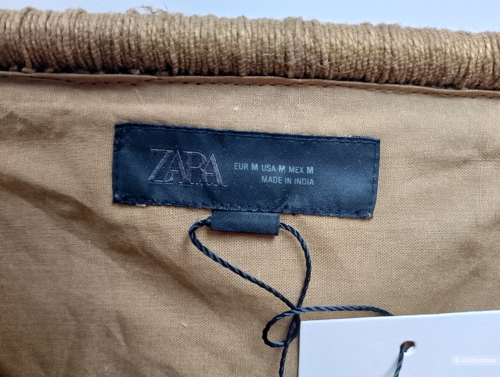 Разноцветная прямоугольная сумка Zara джут