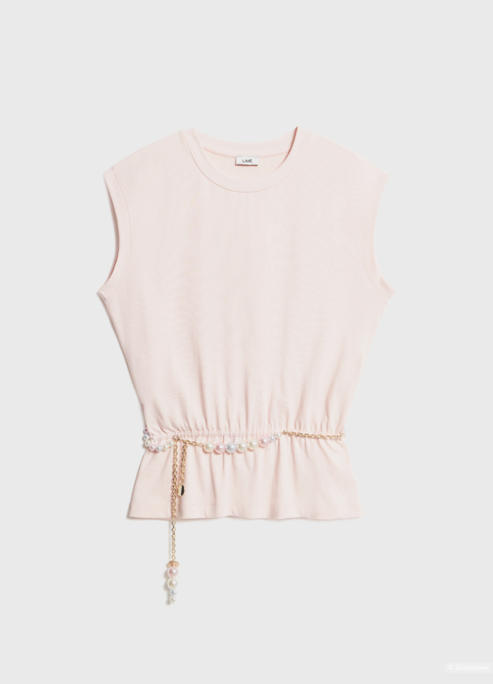 Футболка с жемчужным поясом-цепочкой  Lime (S)