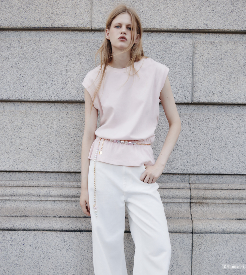 Футболка с жемчужным поясом-цепочкой  Lime (S)