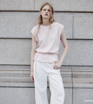 Футболка с жемчужным поясом-цепочкой  Lime (S)