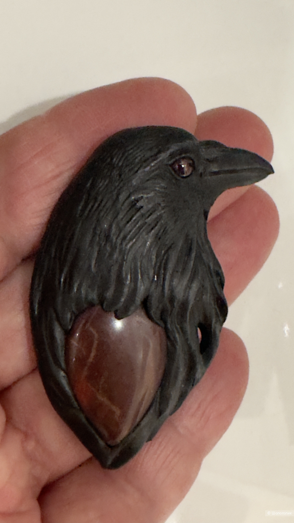 Брошь Черный ворон