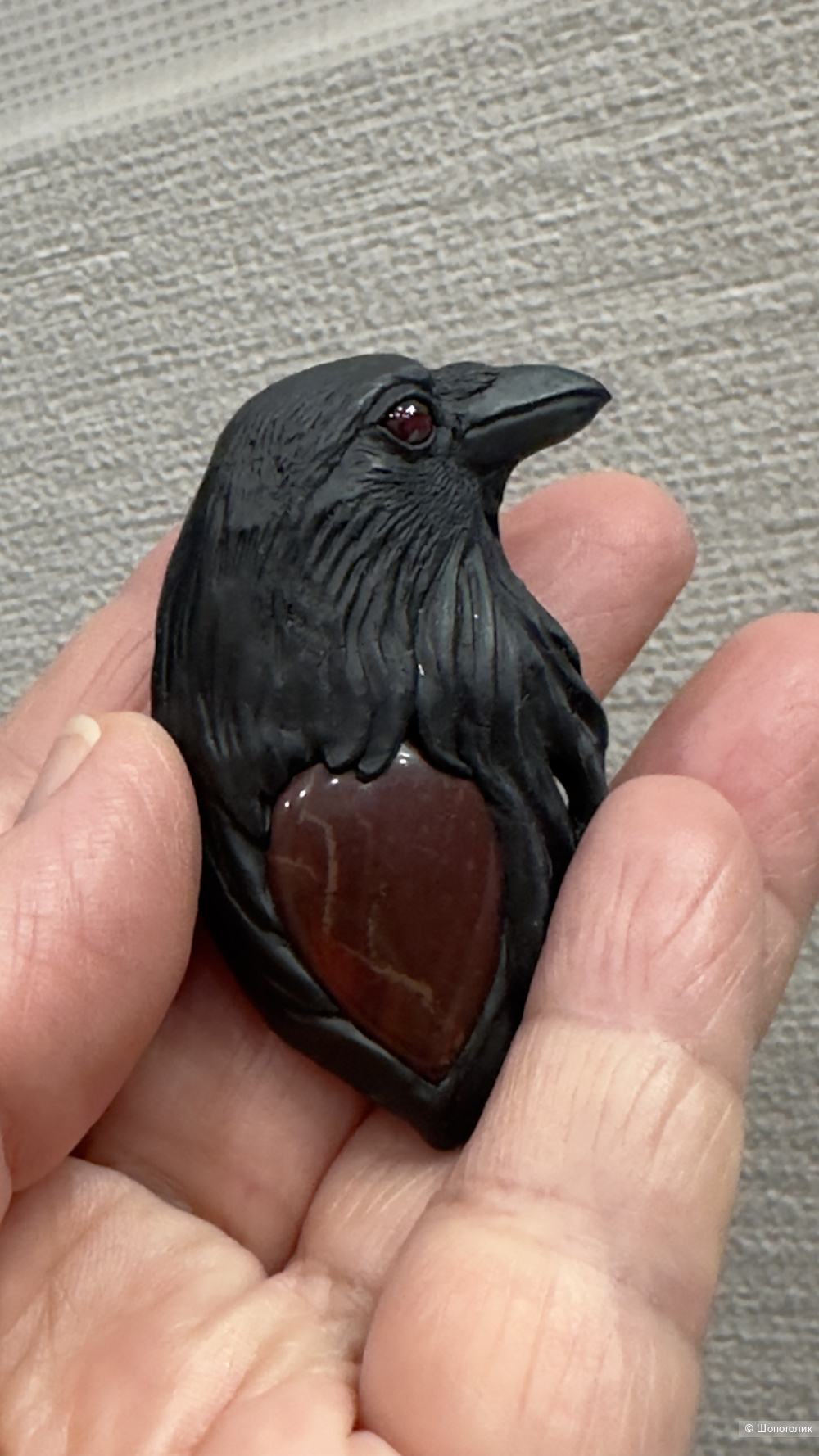 Брошь Черный ворон
