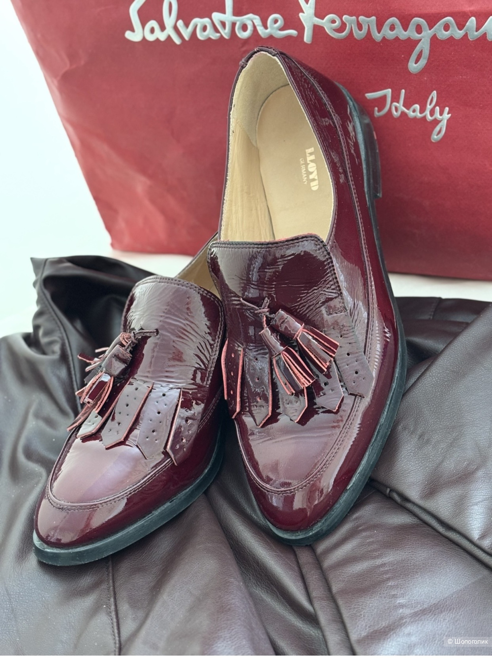Кожаные лаковые лоферы Lloyd размер 38
