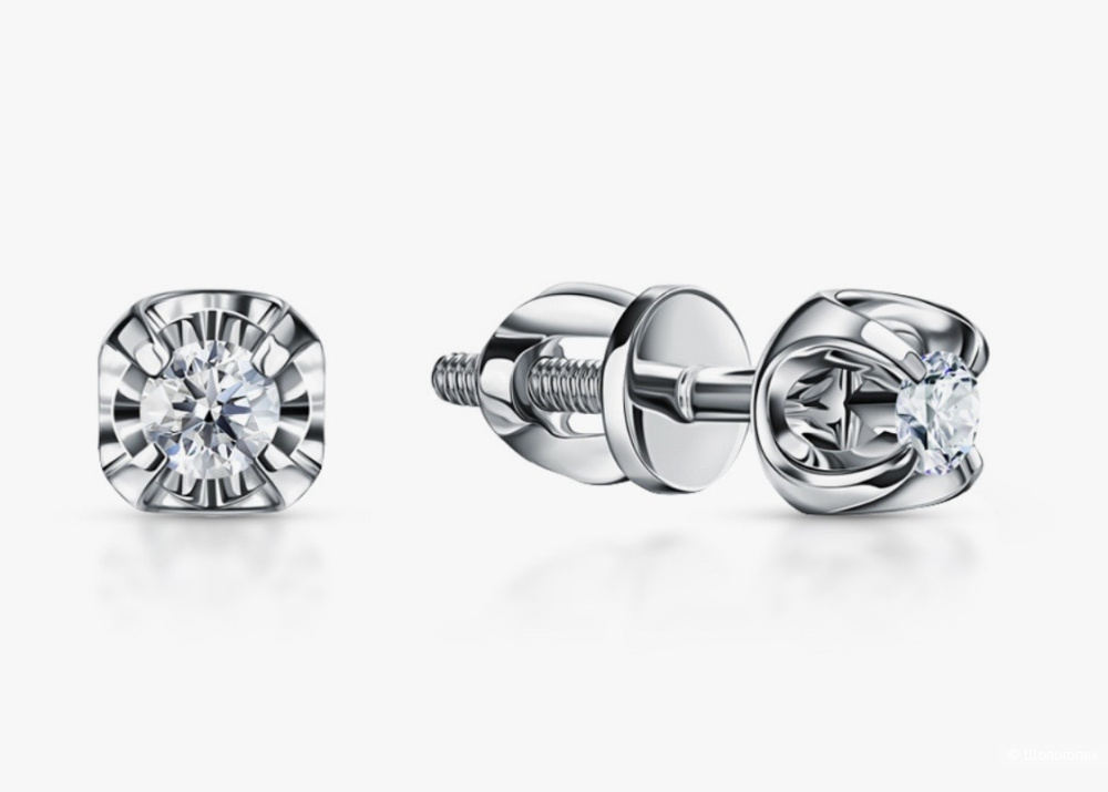 Золотые пусеты с бриллиантами