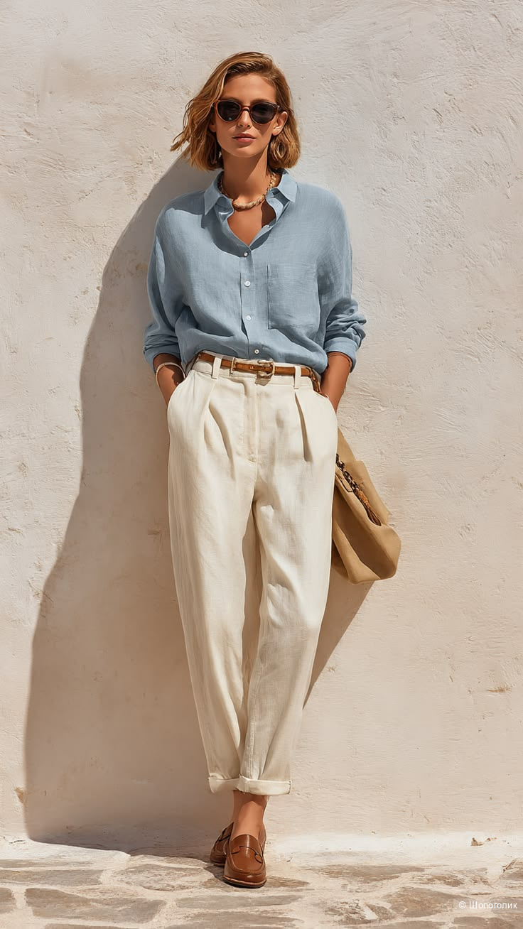 Льняные брюки H&M/48-52