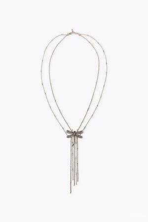 Длинное колье Zara со стрекозой и цепочками