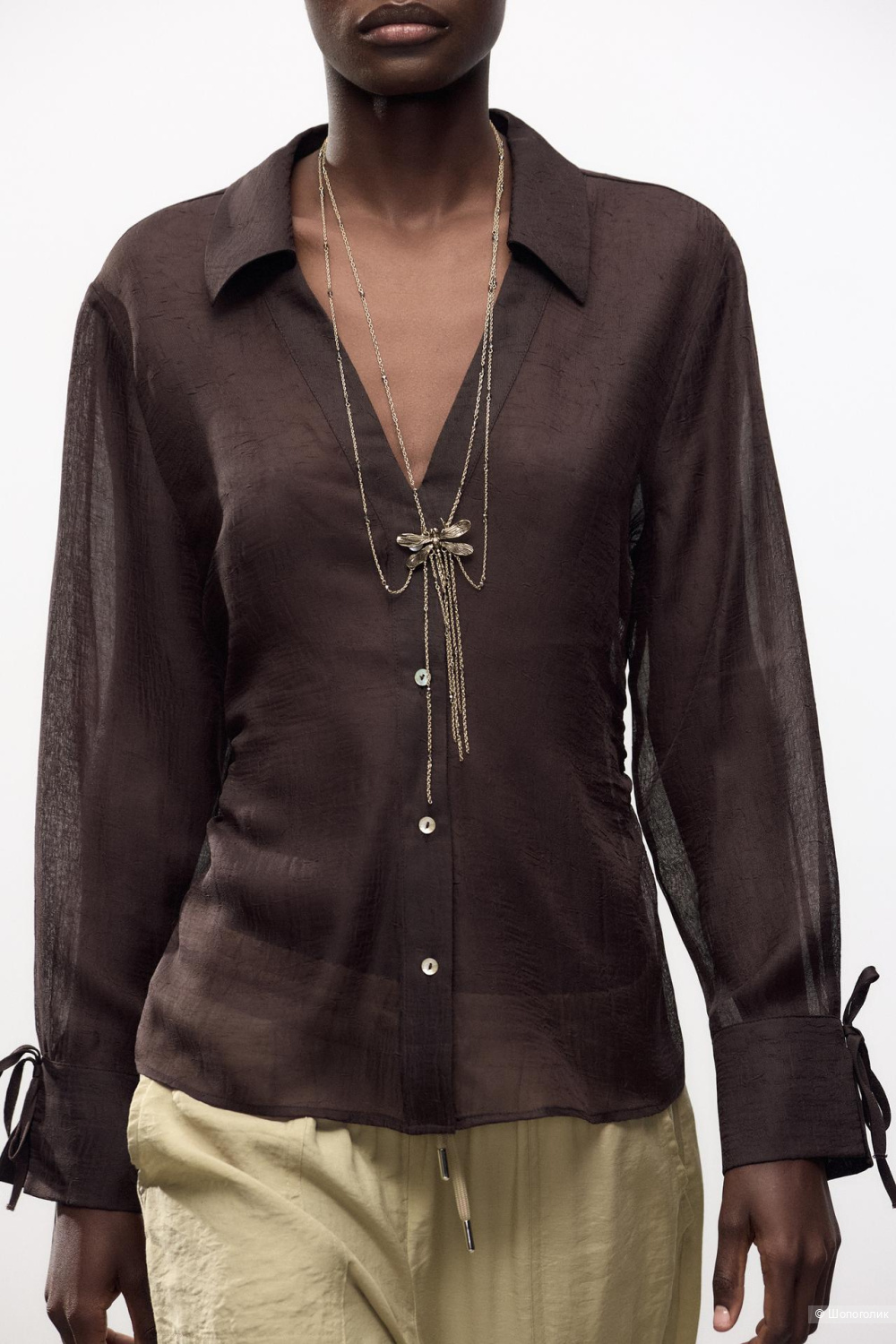 Длинное колье Zara со стрекозой и цепочками