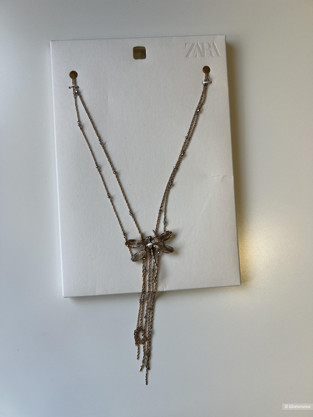 Длинное колье Zara со стрекозой и цепочками