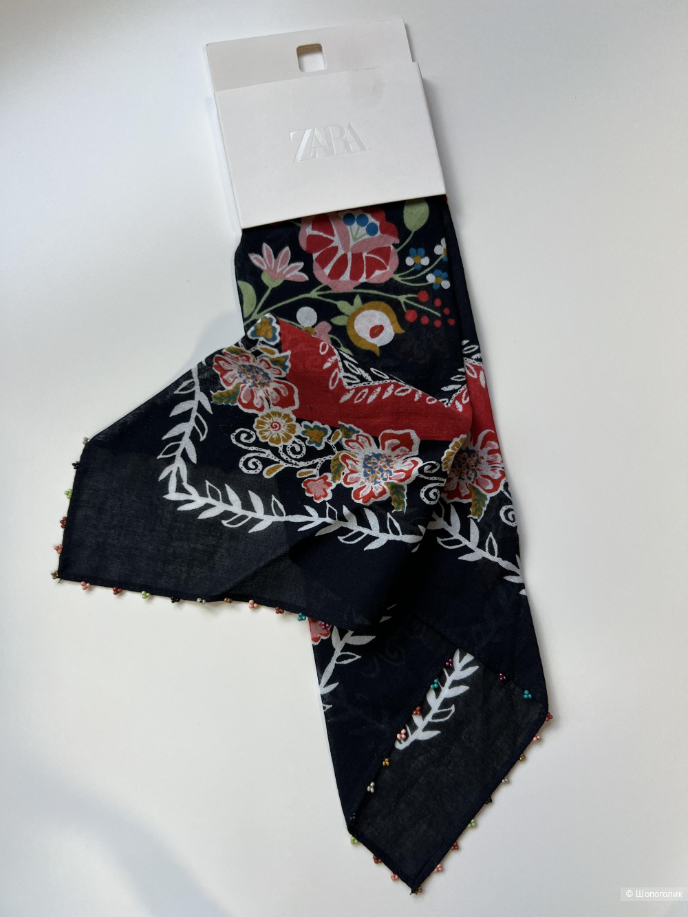 Шарф Zara с цветочным узором и бисером