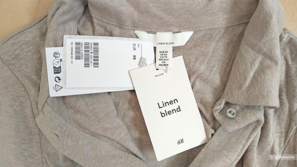 Льняное платье рубашка H&M размер XS