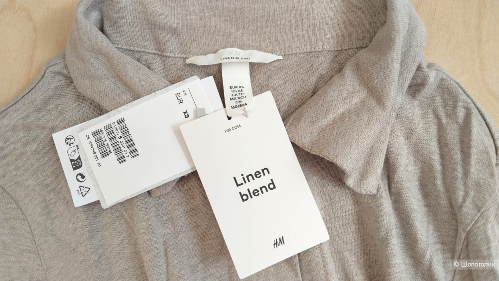 Льняное платье рубашка H&M размер XS