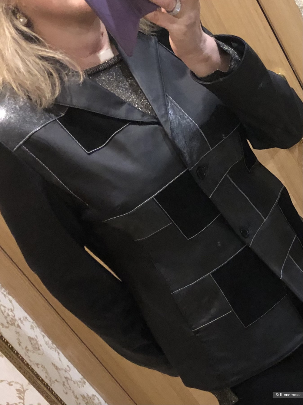 Блейзер кожаный Viven Caron, 44D, (46-48)