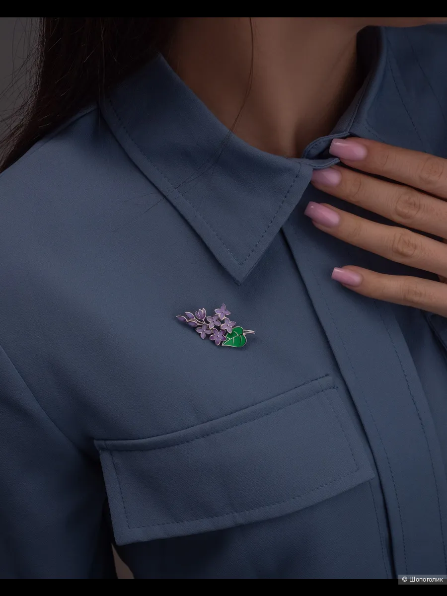 Брошь «Сирень» серебро 925 с эмалью.