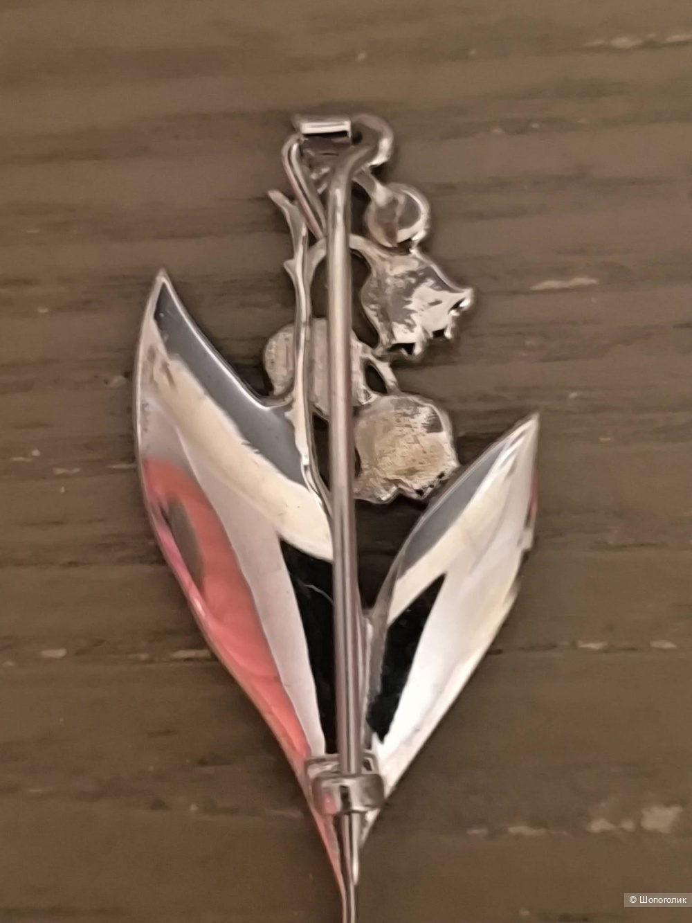 Брошь Ландыш серебро 925, с эмалью