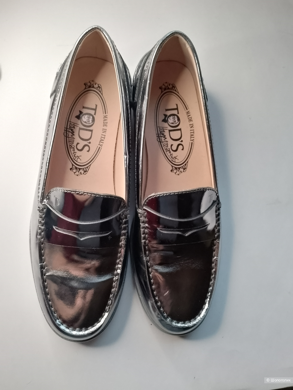 Лоферы tods зеркальные кожаные, 39,5