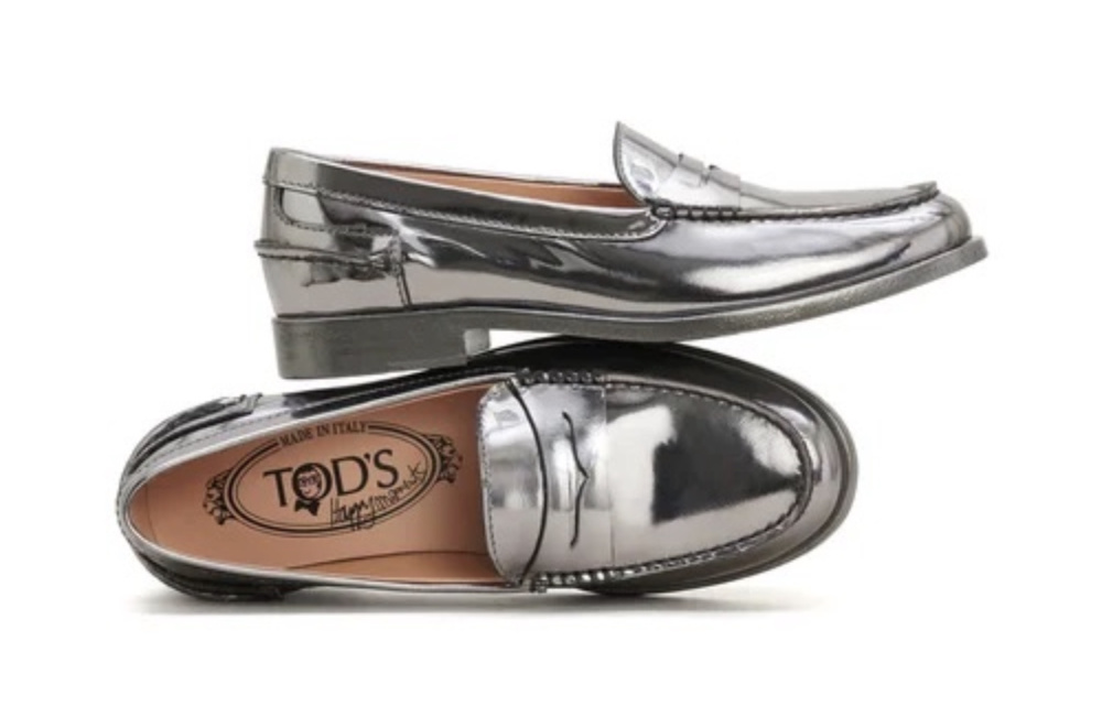 Лоферы tods зеркальные кожаные, 39,5