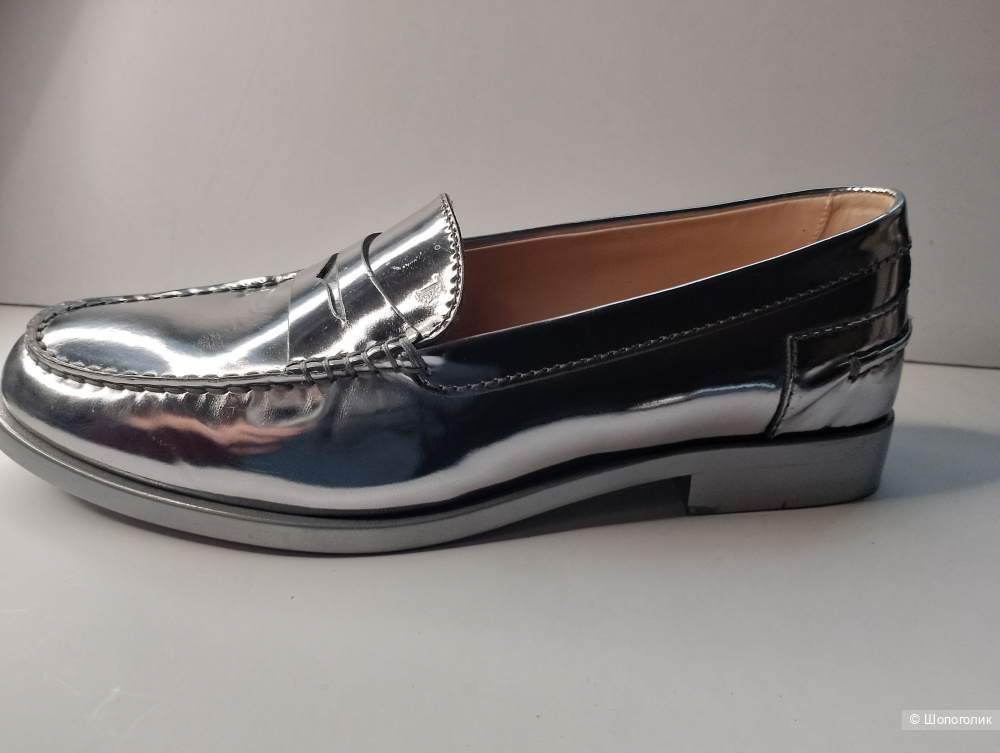 Лоферы tods зеркальные кожаные, 39,5