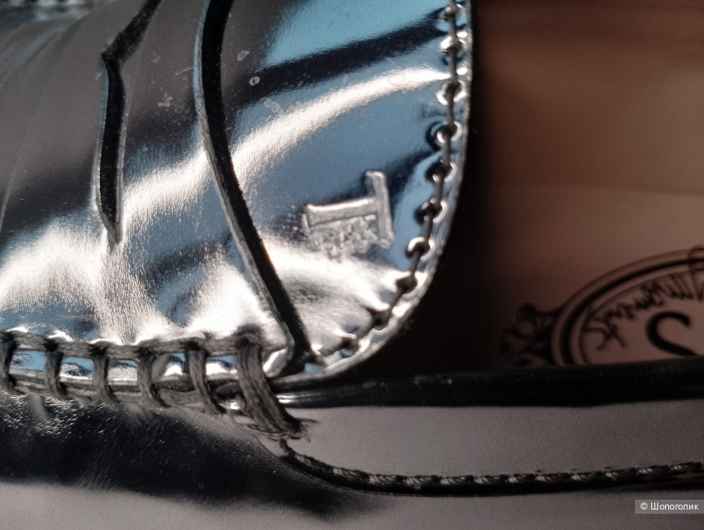 Лоферы tods зеркальные кожаные, 39,5