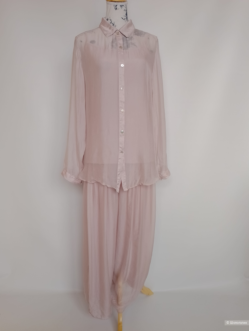 Шелковый костюм pura-seta с рубашкой оверсайз