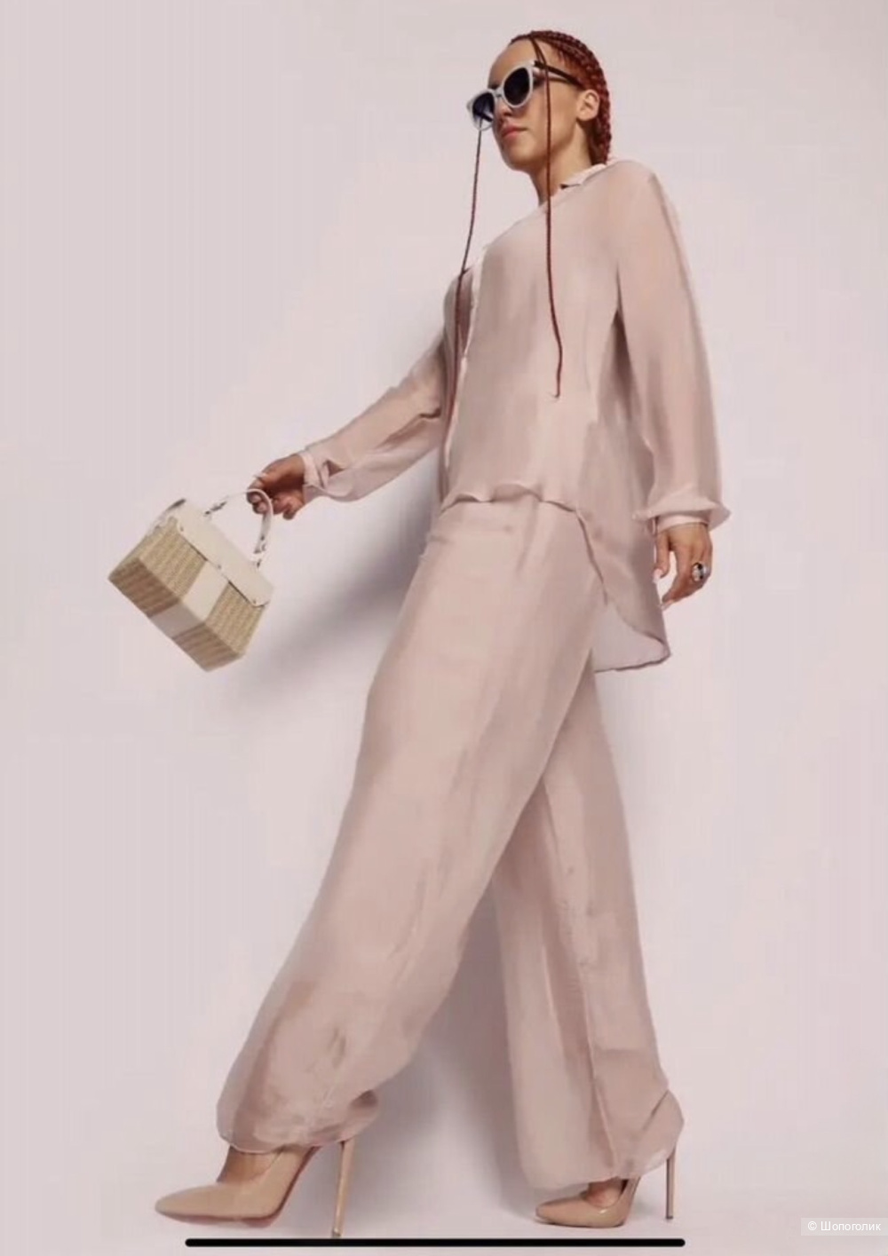 Шелковый костюм pura-seta с рубашкой оверсайз