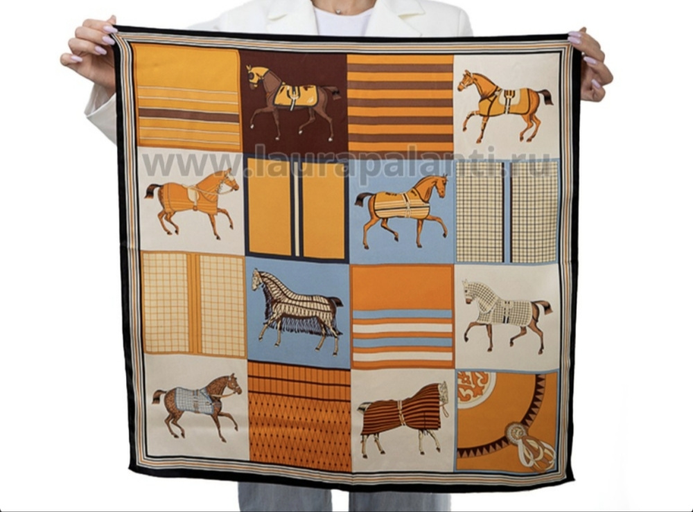 Платок "Лошади" 65-70см