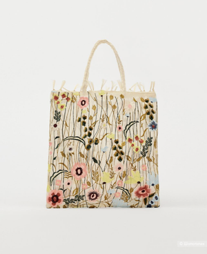 Сумка-шоппер Zara из тюля с цветочной вышивкой