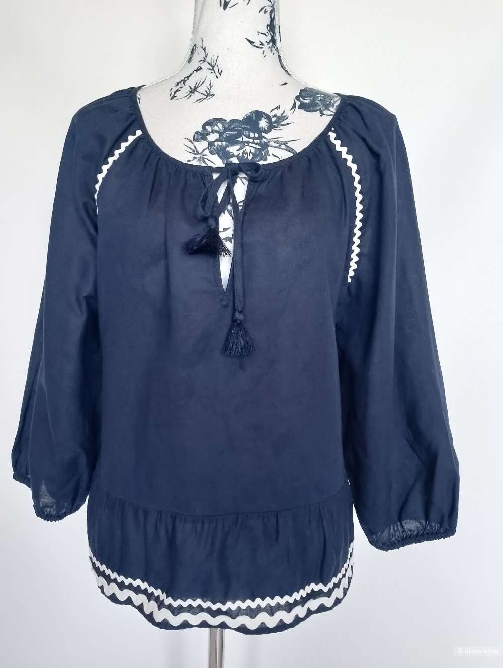 Топ с оборками J.Crew льняной, S