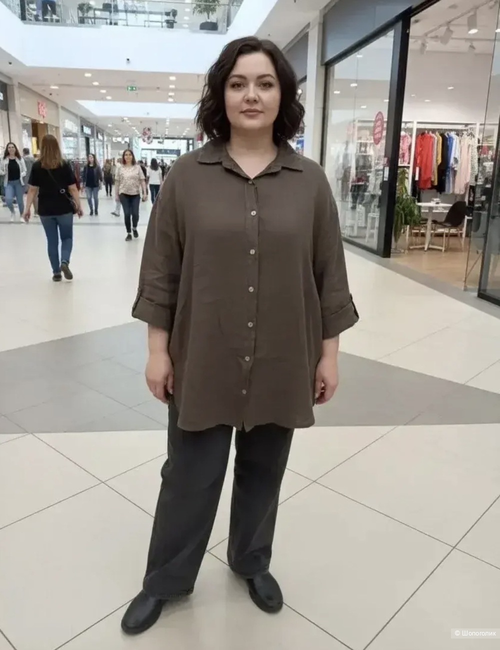 Рубашка кардиган plus size Spighe di Lino italia, 48-58