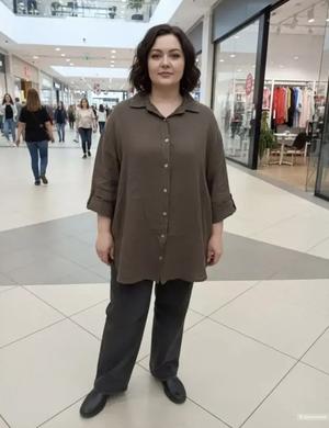 Рубашка кардиган plus size Puro Lino italia, 48-58