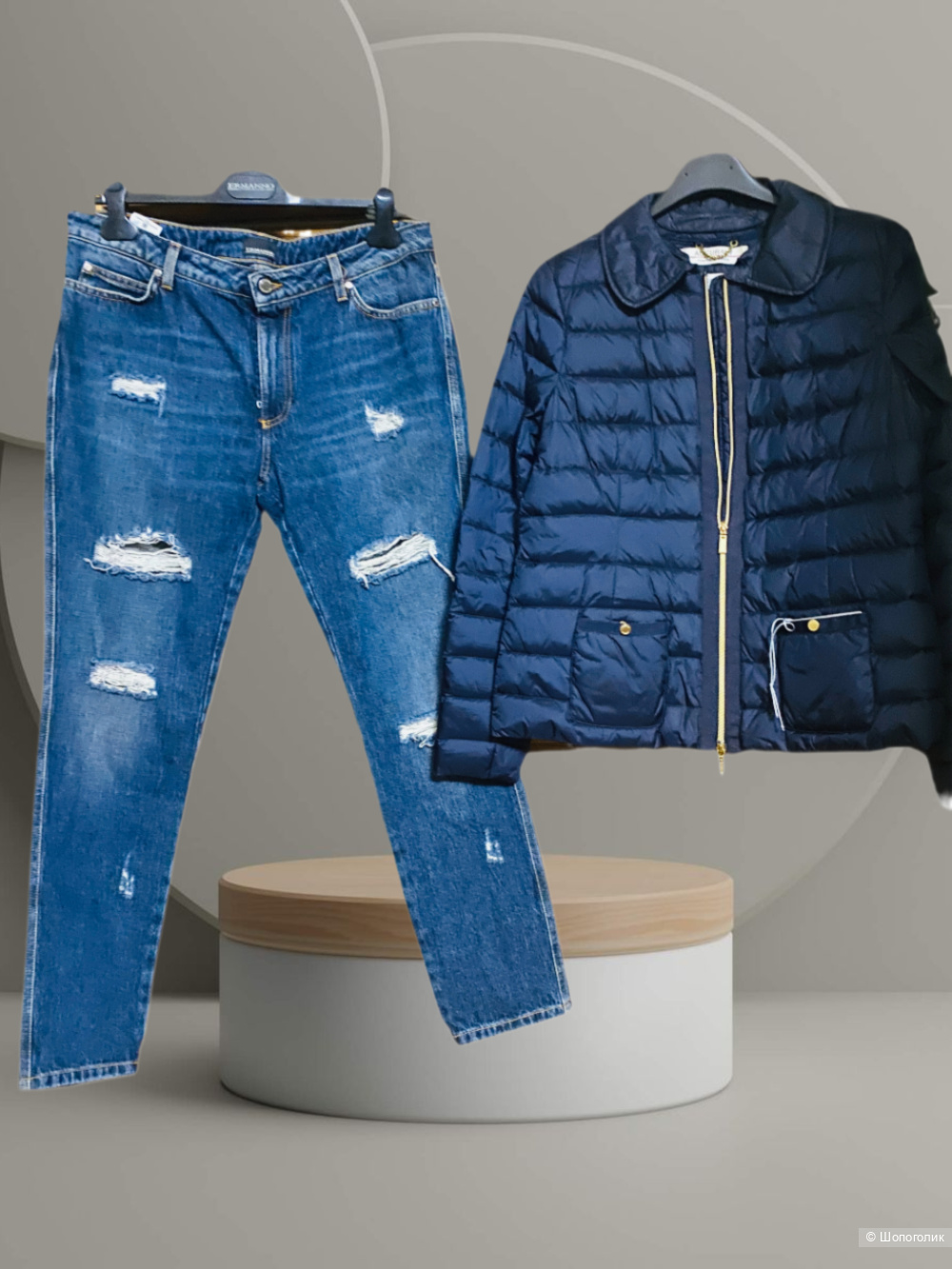 Джинсы Ermanno Scervino+  пуховая куртка подарок- 46-48