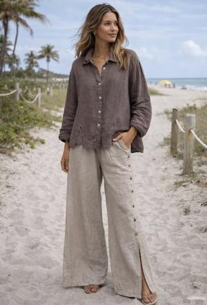 Рубашка с кружевом Puro Lino italia, one size