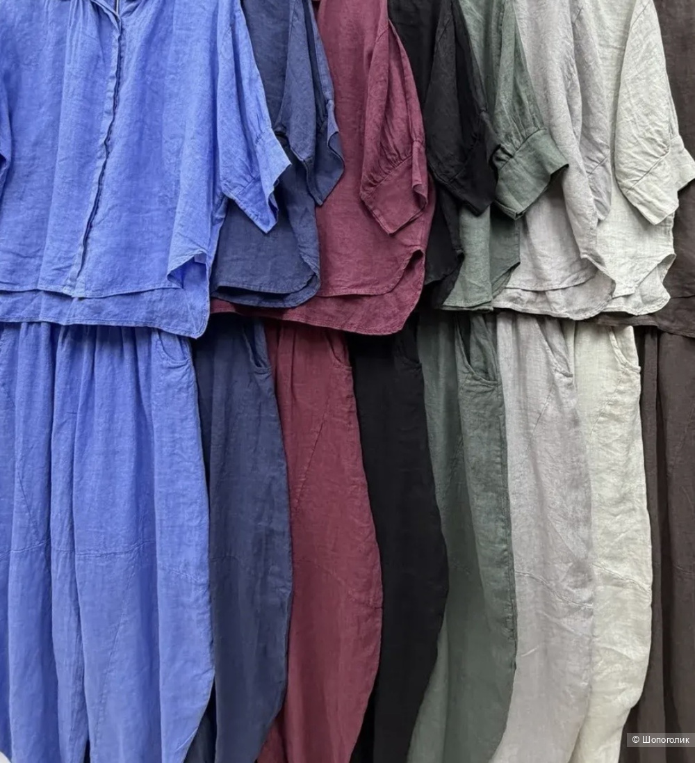 Брюки багги 100% Linen italy, plus size 48-58
