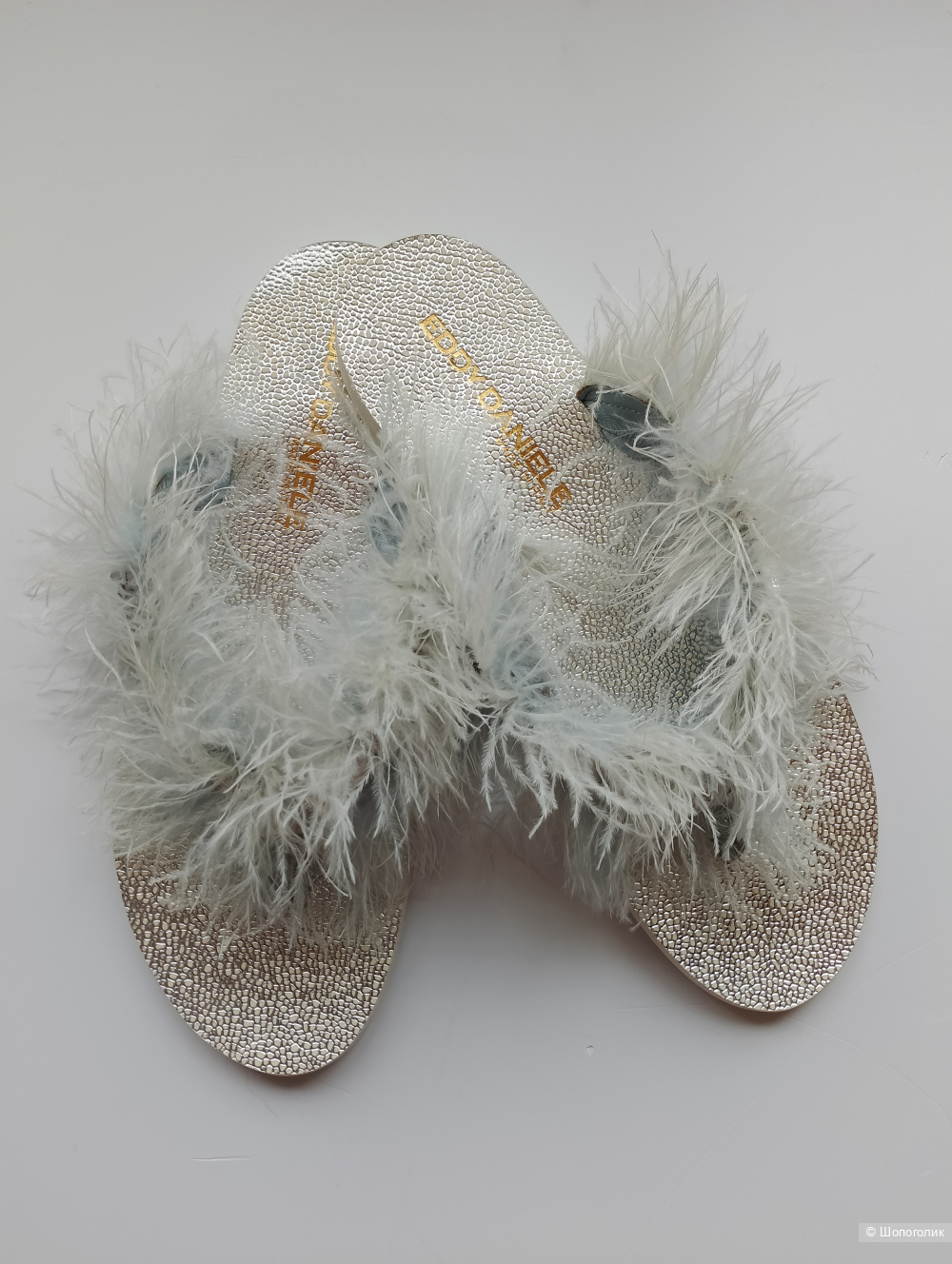 Шлепанцы eddy daniele swarovski с перьями, 38