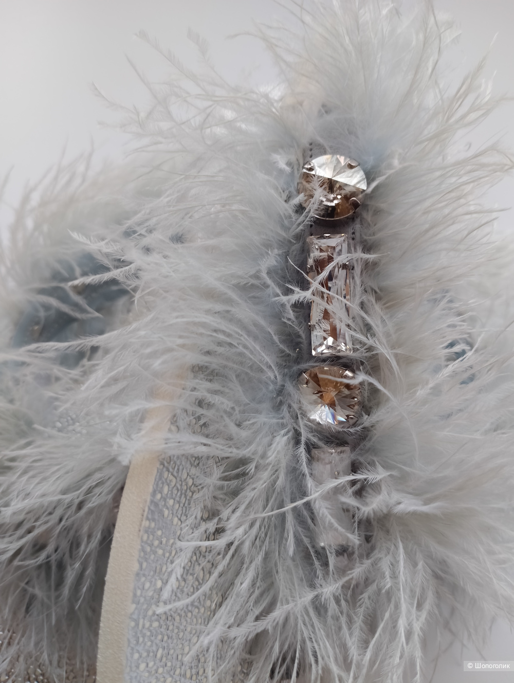 Шлепанцы eddy daniele swarovski с перьями, 38